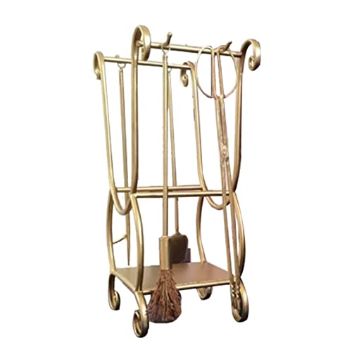 Kaminwerkzeug-Set und Holzregal, robuster 5-teiliger Metall-Eisenständer mit Zange, Schaufel und Bürste für Heizen zu Hause Kaminwerkzeug-Set und Holzregal, robuster 5-teiliger Metall-Eisenständer mit Zange, Schaufel und Bürste für Heizen zu Hause von Generisch