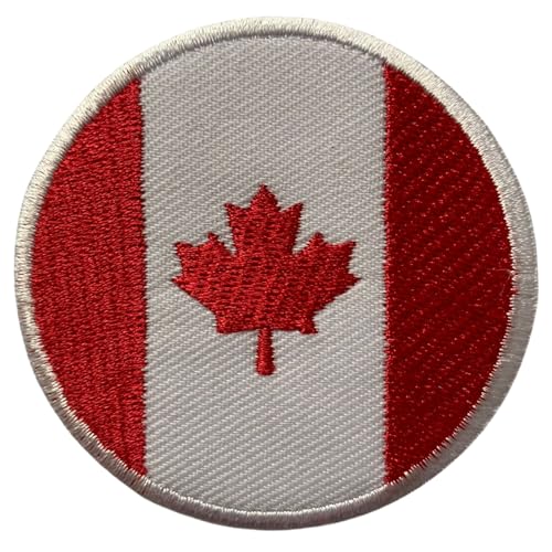 Kanada Flagge Patch Rund - 6cm Besticktes Bügelbild Aufbügler Aufnähen - Taktisches Militär Emblem für Jacken, Rucksäcke, Hüte, Westen & Kleidung - Kreis Nationalflagge Patch von Generisch
