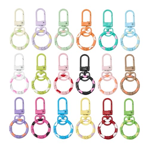 Karabiner Verschlüsse Für Schmuck,Bunte Metall Hummerschloss | 18 Stück Süßfarbene Schlüsselringe Mit Sprungring Für Anhänger Armband Rucksack Handtasche von Generisch