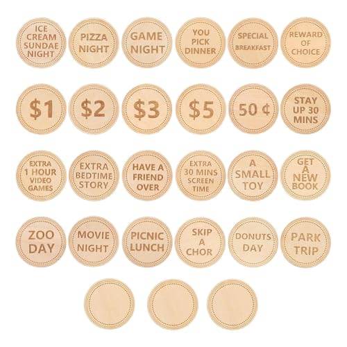 Karottenmünzenkinder Motivation - Verhaltensdiagramm Mit Hasenmotiv | Osterei -Füllstoffe 27pcs, Wood Ostern -Belohnungs -Zeichen, Osterpreise Stuffers -Token, Familiennacht -Token, Einzigartige Famil von Generisch