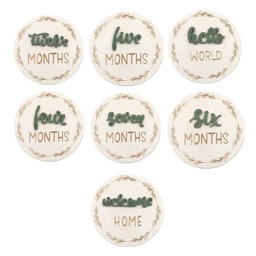 Karte Monatliche Ankündigung | 7 Stück Bilderrahmen aus Holz für Babys, dekorative monatliche Markierscheiben, Wachstumskarten aus Holz für die Geburt Foto Zubehör Karte Monatliche Ankündigung | 7 Stück Bilderrahmen aus Holz für Babys, dekorative monatliche Markierscheiben, Wachstumskarten aus Holz für die Geburt Foto Zubehör von Generisch