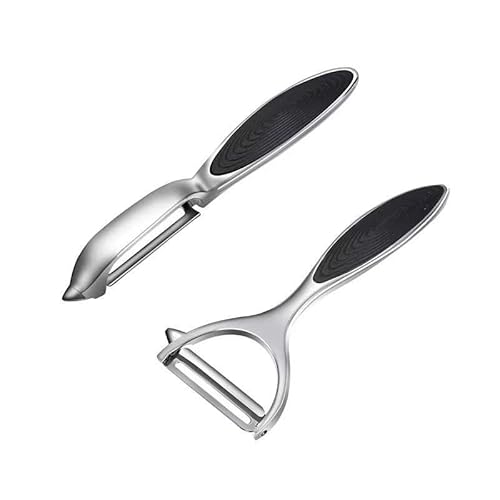 KartoffelSchäler - 2Pcs Schäler Set Premium Edelstahl Y & L förmiges Drehbares Gemüsemesser mit Scharfer Klinge und Rutschfestem Griff Kartoffelschäler Gemüse für Tomaten, Karotten, Obst (Sliver) KartoffelSchäler - 2Pcs Schäler Set Premium Edelstahl Y & L förmiges Drehbares Gemüsemesser mit Scharfer Klinge und Rutschfestem Griff Kartoffelschäler Gemüse für Tomaten, Karotten, Obst (Sliver) von Generisch