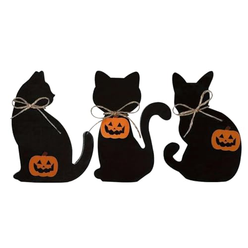 -Katzen-Silhouette, Halloween-Ornament – Silhouette, Holzdekorationen mit , abgestuftes Tablett-Set, Dekoration für gestuftes Tablett, , Kamin -Katzen-Silhouette, Halloween-Ornament – Silhouette, Holzdekorationen mit , abgestuftes Tablett-Set, Dekoration für gestuftes Tablett, , Kamin von Generisch