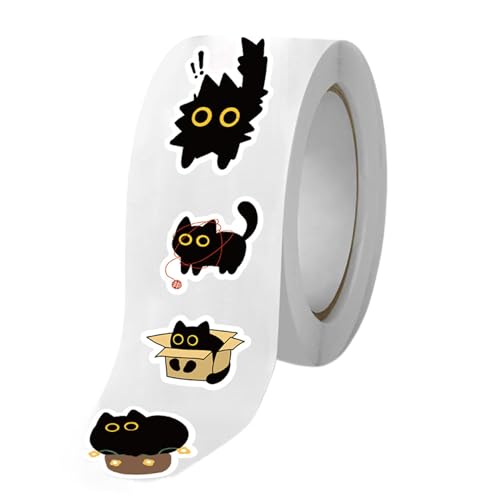 Katzenaufkleberrolle - 500 Blech/Roll -Katzen -Meme -Aufkleber | Schwarze Kätzchenparty Vinyl Aufkleberdekoration | Ästhetische Katzenabziehbilder Für Scrapbooking, Journal, Umschlag, Versiegelung, Wa Katzenaufkleberrolle - 500 Blech/Roll -Katzen -Meme -Aufkleber | Schwarze Kätzchenparty Vinyl Aufkleberdekoration | Ästhetische Katzenabziehbilder Für Scrapbooking, Journal, Umschlag, Versiegelung, Wa von Generisch