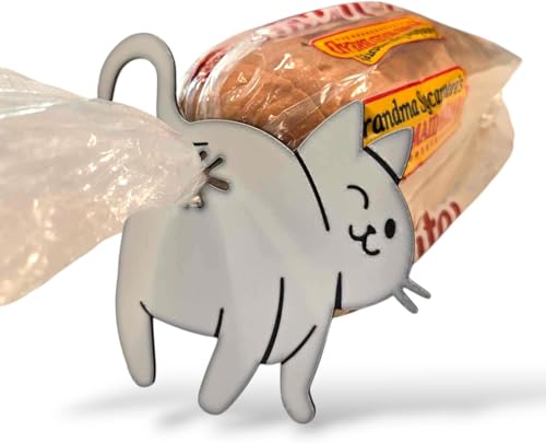 Katzenbrot-Clip, lustiger 3D-bedruckter Taschenhalter, Katzenförmiger Brotbeutelclip, Küchenhelfer für Katzenliebhaber, witziges Heimdekor-Geschenk, 12,7 x 12,7 cm von Generisch