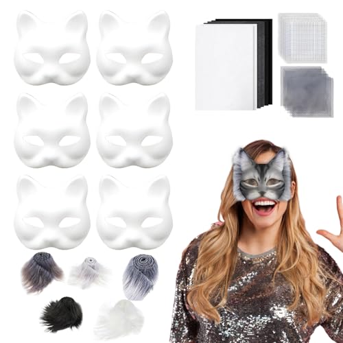 Katzengesichtsabdeckungs-Set, Halloween-Gesichtsabdeckung mit Augenmaschen – Kunsthandwerk für , Mädchen, Erwachsene, Familientheater, Freunde, Weihnachten, Bastelpartys, Fotoshooting, Cosplay Katzengesichtsabdeckungs-Set, Halloween-Gesichtsabdeckung mit Augenmaschen – Kunsthandwerk für , Mädchen, Erwachsene, Familientheater, Freunde, Weihnachten, Bastelpartys, Fotoshooting, Cosplay von Generisch