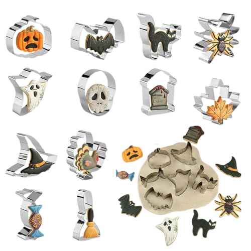 Keksausstecher Formen - Festtags Plätzchenformen-Set - Edelstahl Prägewerkzeuge Zum Backen Für Hochzeitstorten Schulprojekte Unterricht Treffen Familie Haus Party Kinder Halloween von Generisch