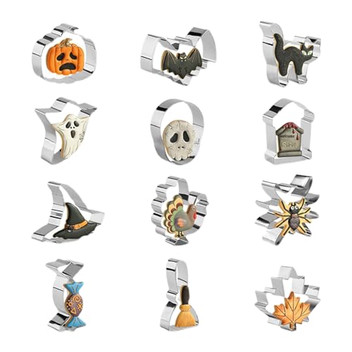 Keksausstechform Set - Halloween Ausstechformen Set - Edelstahl Prägewerkzeuge Zum Backen Für Hochzeitstorten Schulprojekte Unterricht Treffen Familie Haus Party Kinder Halloween von Generisch
