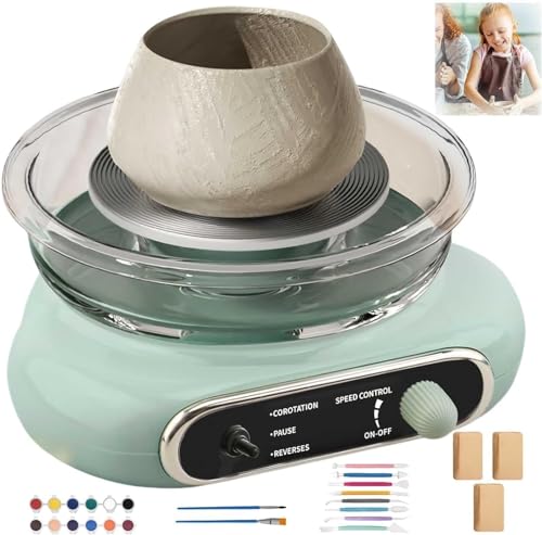 Keramik-Töpferrad-Maschine, elektrisch, Mini-DIY-Tonwerkzeug-Kit mit einstellbarer Geschwindigkeit und Fußpedal für Anfänger und Erwachsene von Generisch