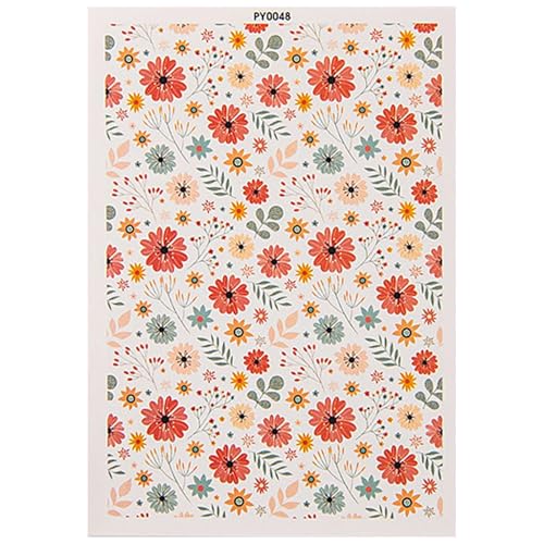Keramikübertragungspapier, Übertragungspapier für Ton | Blumenlehmblätter | Bunte Blumenabziehbilder handgefertigtes wasserlösliches Transferpapier rustikal für Schmuck Keramikporzellan Erwachsene von Generisch