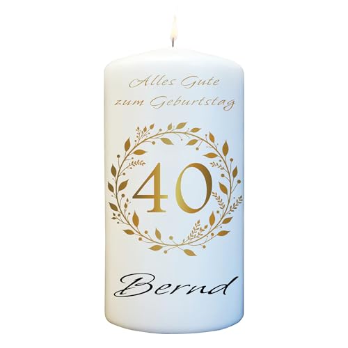 Kerze zum Geburtstag mit Namen und Alter personalisiert - Geburtstagskerze als Geschenk zum Geburtstag (15cm x 7cm) von Generisch