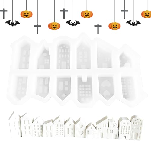 Kerzenhalter Dekoration Gießform, Hausstatue Form - 12 Häuser Schokoladenbonbons Gumpaste Sugarcraft Werkzeuge zum Dekorieren von Kuchen | Silikon-Ton Epoxidharz p Kerzenhalter Dekoration Gießform, Hausstatue Form - 12 Häuser Schokoladenbonbons Gumpaste Sugarcraft Werkzeuge zum Dekorieren von Kuchen | Silikon-Ton Epoxidharz p von Generisch