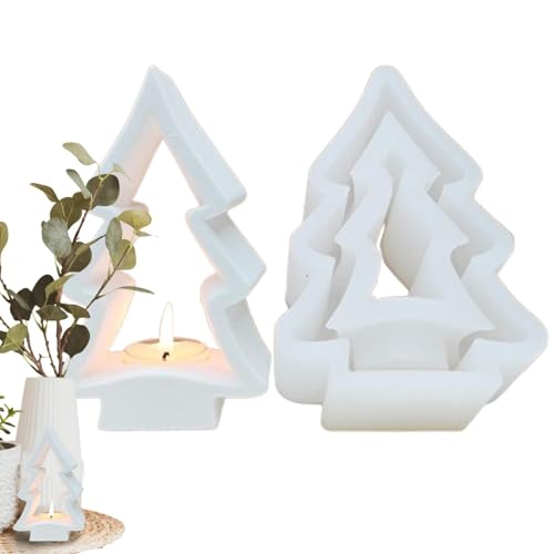 Kerzenhalter-Form – Silikon-Kerzenhalter-Formen, Weihnachtsbaum-Form, praktisches Weihnachts-Partyzubehör, Bastelbedarf, wiederverwendbare Gießformen für Harzbeton von Generisch