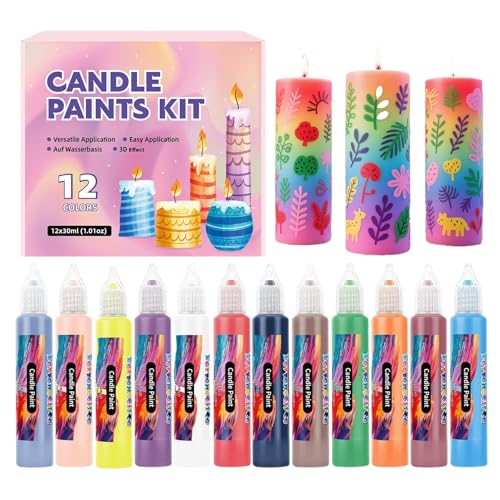 Kerzenstifte | 12 Farben Kerzenwachs Malstifte Set | Einfache Handhabung, geeignet für Taufe, Feiertage, perfekt für -Projekte, Dekoration, Handwerk von Generisch