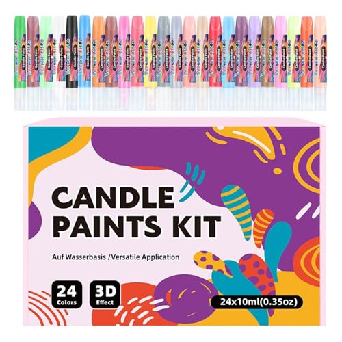 Kerzenwachsstift, Stoffmalstifte Set, 24-teiliges Dekorationsset, einfach zu bedienen, kreative Kunstbedarf für Glas, Vasen, Kleidung, T-Shirts, Jacken, Schals, Projekte, 1,4 x 11,2 cm von Generisch