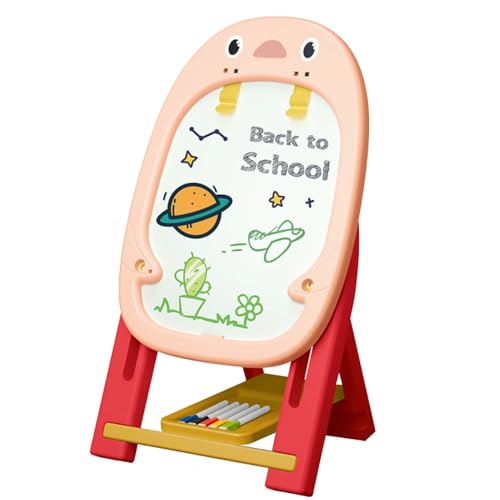 Kids Eundel - doppelseitige stehende Kunststaffner für Kleinkinder mit Tafel und Lackierstation | Einstellbares magnetisches Zeichenbrett mit Zubehör, kreatives Geschenk für Vorschullernen und Spaß von Generisch