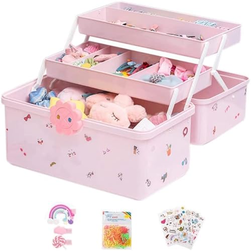 Kinder Haarschmuck Aufbewahrungs Kasten Babykopf Seil Haarnadel Kopfschmuck SüßEs MäDchen Schmuckschatulle, 3 Etagen Sortierbox Mit Griff, Mit 6 Aufklebern Und 1 Packung Haarspange + Kopfseil Kinder Haarschmuck Aufbewahrungs Kasten Babykopf Seil Haarnadel Kopfschmuck SüßEs MäDchen Schmuckschatulle, 3 Etagen Sortierbox Mit Griff, Mit 6 Aufklebern Und 1 Packung Haarspange + Kopfseil von Generisch