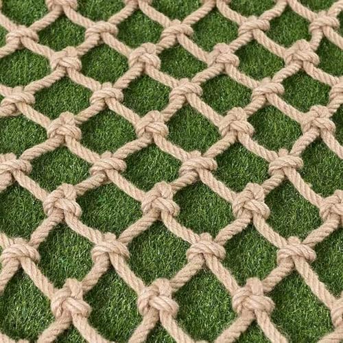 Kinder-Kletternetz, handgewebt, natürliches Juteseil für Spielplätze, Baumhäuser, Balkone und Zäune, 4 mm x 15 cm, anpassbares Sicherheitsnetz, langlebiger Outdoor-Schutz von Generisch