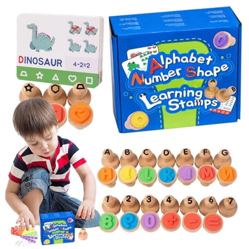 Kinderbriefstempel, Alphabet -Nummer Stempel | Alphabet -Number -Briefmarken -Stempelkarten - Kunsthandwerk im Klassenzimmer, kompakte Vorschulzubehör für Kindermädchen Kinder Kinder von Generisch