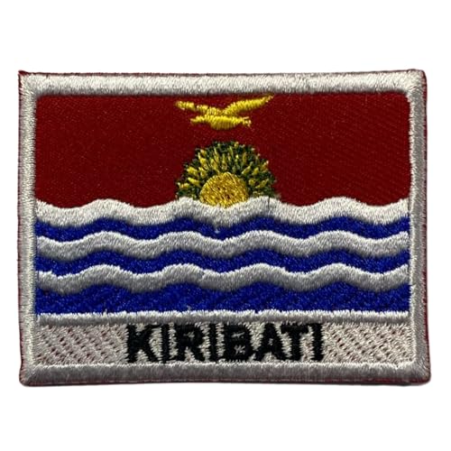 Kiribati bestickte Flagge mit Namen Patch Aufbügeln/Aufnähen Abzeichen Nationalsymbol Militär Patch für Kleidung Rucksäcke Kappen von Generisch