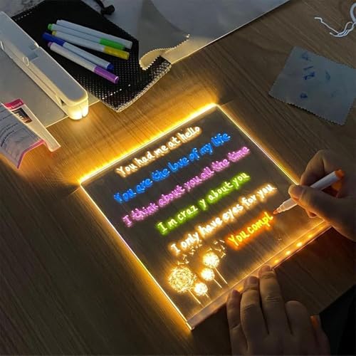 Kivvy Magic Board, 2025 Neue Kivvy kreative Zaubertafel, leuchtende Acryl-Platte mit Licht, beleuchtetes Zeichenbrett mit Ständer und 7 Markern für Zimmer, Geschäft, Büro, Festival, Geschenk (20 x 20 Kivvy Magic Board, 2025 Neue Kivvy kreative Zaubertafel, leuchtende Acryl-Platte mit Licht, beleuchtetes Zeichenbrett mit Ständer und 7 Markern für Zimmer, Geschäft, Büro, Festival, Geschenk (20 x 20 von Generisch