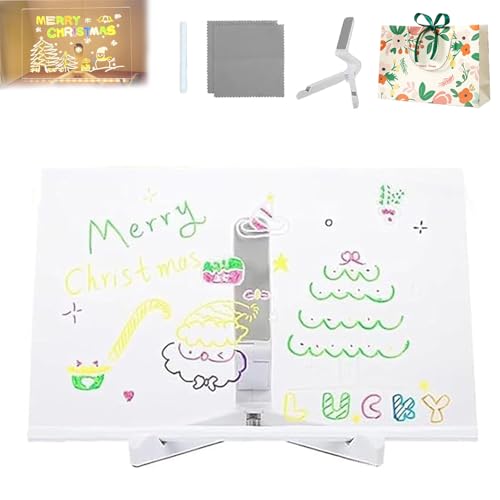 Kivvy Zaubertafel, Zaubertafel, wo Kreativität aufleuchtet, leuchtendes Acryl-Zeichenbrett mit verstellbarem Ständer, tragbare, löschbare LED-Notiztafeln mit 7 Farben (inklusive weißem Stift, M) von Generisch