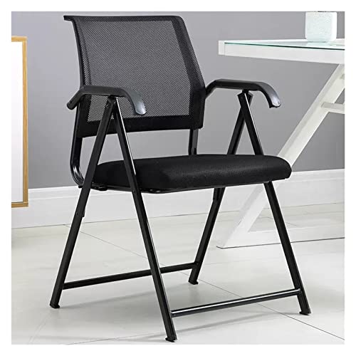 Klappbarer Bürostuhl mit Lendenwirbelstütze, ergonomischer Netzstoff, mittlere Rückenlehne, stapelbar, armloser Stuhl für Schreibtisch, Schule, Kirche, Gästeempfang von Generisch