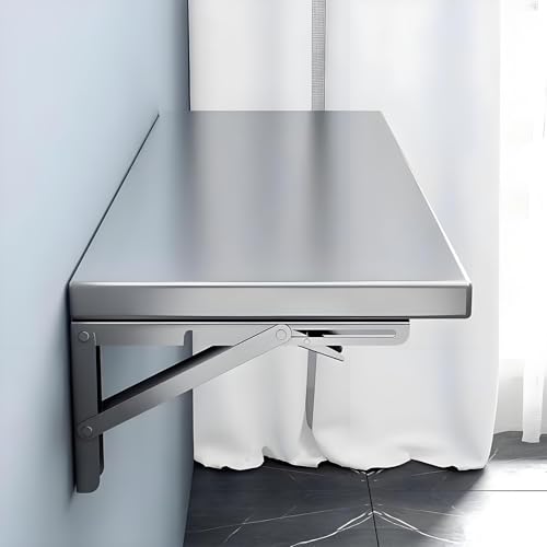 Klappbarer Wandtisch - Versteckter Esstisch mit Schreibtischablage aus Edelstahl, einfache Installation, 50 kg Tragfähigkeit, platzsparendes Design (90 x 40 cm/35,4 x 15,7 Zoll) von Generisch