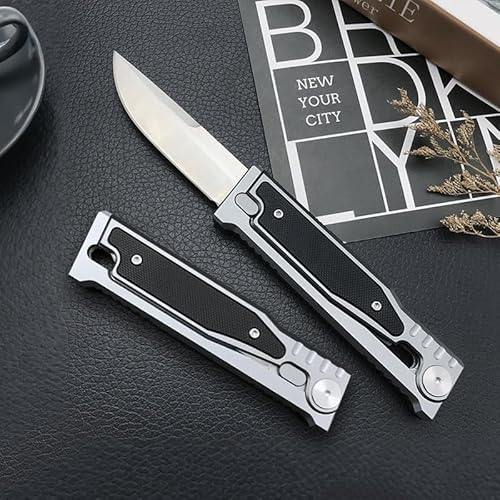 Klappmesser, Edc Messer, Klinge Aus D2-Stahl, Griff Aus T6-Aluminium Mit G10-Einlage, Unisex, Geeignet füR Camping, Wandern, TäGliches Tragen (A) von Generisch
