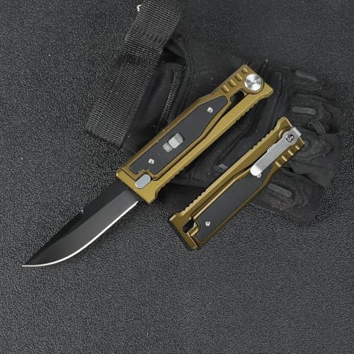 Klappmesser, Edc Messer, Klinge Aus D2-Stahl, Griff Aus T6-Aluminium Mit G10-Einlage, Unisex, Geeignet füR Camping, Wandern, TäGliches Tragen (D) von Generisch