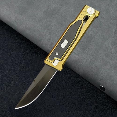 Klappmesser Taschenmesser EDC Messer D2 Stahlklinge Einhandmesser Aluminium G10 Griff EDC Tool für Outdoor Camping Wandern (Gelb) von Generisch