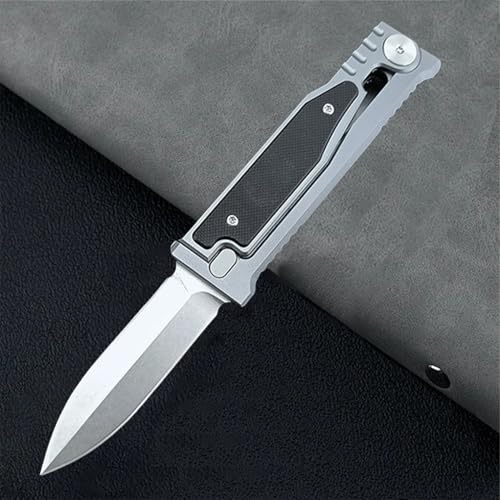 Klappmesser Taschenmesser EDC Messer D2 Stahlklinge Einhandmesser Aluminium G10 Griff EDC Tool für Outdoor Camping Wandern (Weiß-3) von Generisch