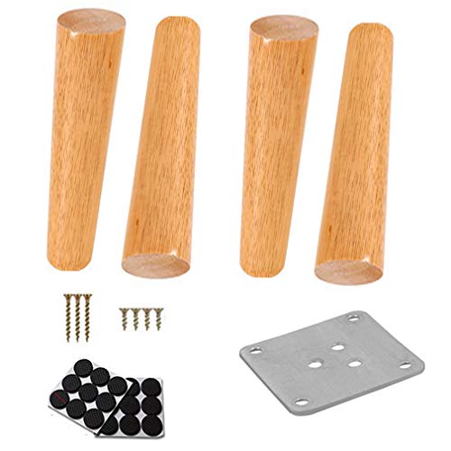 Klar beschichtete Gummibaumholz Möbelbeine Tapered Sofa Füße Tischbeine 4er Set (40cm) inkl. Schrauben Modernes Design für Sofas und Tische von Generisch
