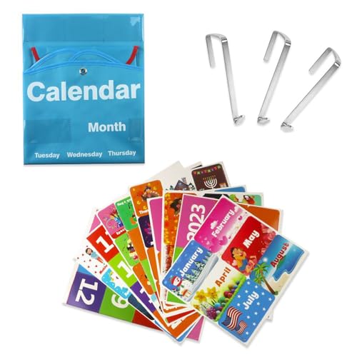 Klassenzimmer-Kalender-Taschendiagramm – Monatskalender-Taschendiagramm mit Karten – Heimschulbedarf Lerntafel zum Lernen Dekoration Grundschule Kindergarten Lehrer Kinder von Generisch
