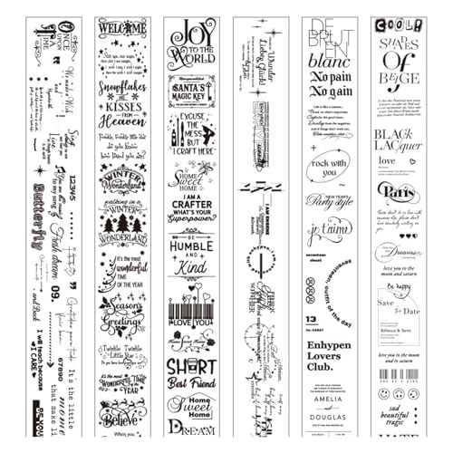 Klebeband für Handwerk | 5,35 Zoll dekoratives Band | Dekorative Maskierungsbänder | Schwarz -weiße kreative Journaling Supplies | Englische Notizbänder, Kreativitätsdekoration, selbstklebend von Generisch