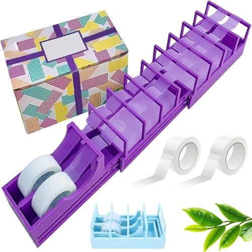 Klebebandspender für 18 Streifen, Doppelrollenhalter mit faltbarem Design, Weihnachten, 18 Streifen, Maskier-Master-Klebeband, Schneider zum Verpacken und Basteln (blau) von Generisch