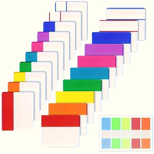 Kleberegisterkarten Tab Marker, Farbige Haftnotizen Index-Registerkarten, Page Marker Beschreibbare Datei-Etiketten, Seitenmarker für Bücher, Ordner und Notizbücher von Generisch