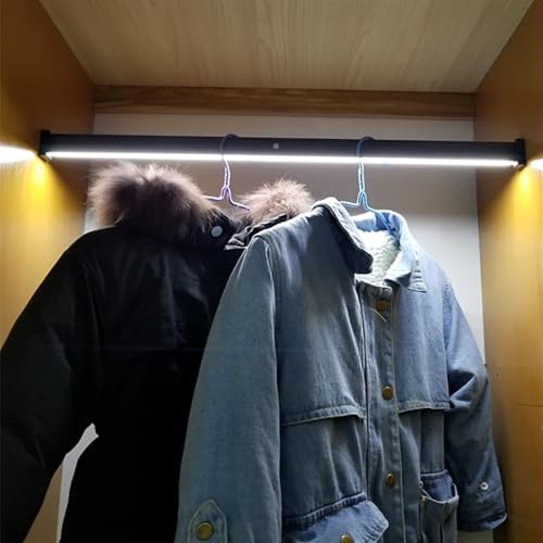 Kleiderstange aus Metall, 40–120 cm, mit LED-Licht und Infrarot-Sensor, robuste Kleiderstange mit 50 kg Kapazität, für Kleiderschrank und Beleuchtung (1200 mm) von Generisch