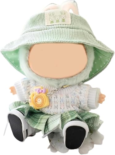 Kleidung für 17 cm Puppen,Puppenbekleidung Niedliches Mini Kuscheltier Outfit mit DIY Pullover Hoodie Bekleidungs zubehör,Ideales Kinder Geschenk(Ohne Puppe) (Lichtgrün) von Generisch