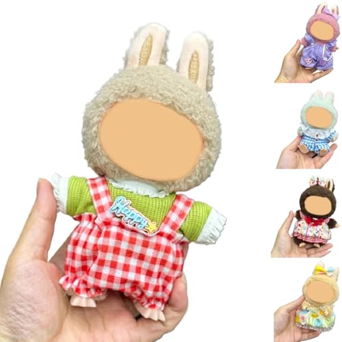Kleidung für 17 cm große Puppen Lobuboo, La-bubu Kleidungsset, stilvolle schicke Puppenkleidung, niedlicher Overall, Hüte, Kleidung, Zubehör, Outfit geeignet für 17 cm große Puppe, weiche Kleidung von Generisch