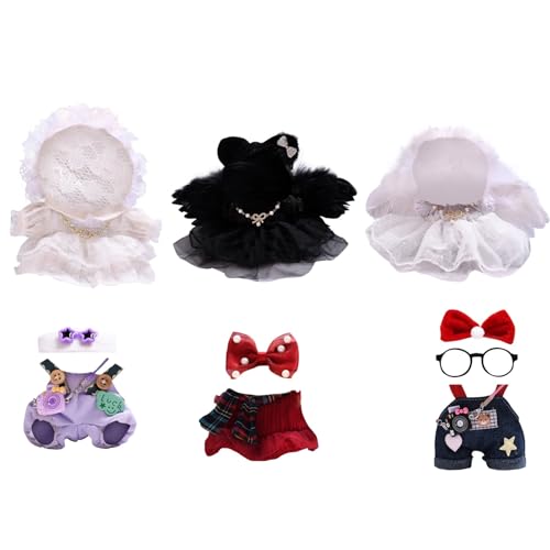 Kleidung für Puppe, Kleidung für 15cm große Puppe, Puppenzubehör, Puppenkleidung, Mini Plüschpuppen Kleidungsset （6-Teiliges Set） von Generisch