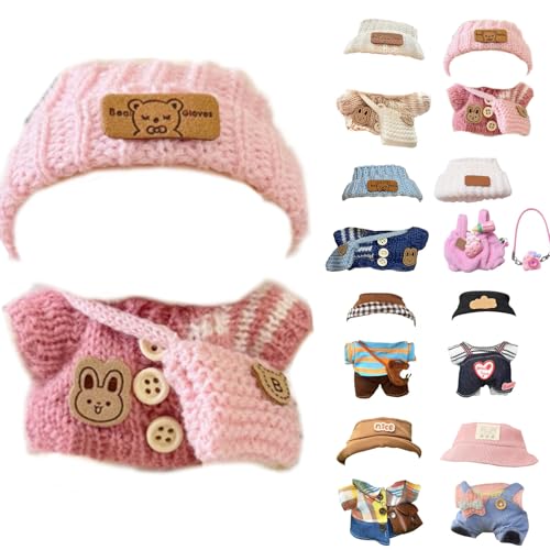 Kleidung für Puppe Niedliche Mini Plüsch Puppen Kleidung Outfit nur Bekleidungs zubehör für 17cm Puppen Pullover Hoodie Kleidung DIY Kinder Geschenke Bekleidungs Zubehör (Stil-B) von Generisch