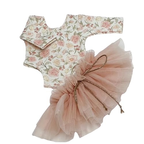 Kleidung für Puppen 34-38 cm, Bluse und Tüllrock, 100% Baumwolle, pfirsich, handgefertigt, Geschenk für EIN Kind von Generisch
