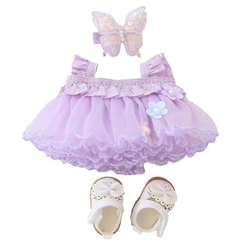 Kleidung für Puppenkleidung für Puppenzubehör Schmetterlings-Tüllrock-Outfit-Set Geeignet für 15 cm 17 cm Puppen Entzückendes Anziehzubehör für Puppen Pom Poms Kunst Und Handwerk (E, A) von Generisch