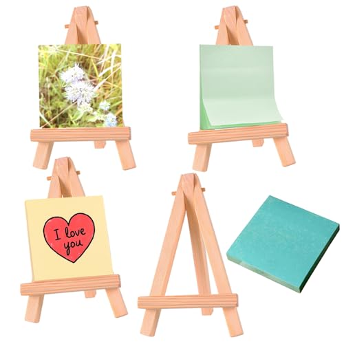 Kleine Holzstaffeleien mit Taschenskizzenbuch, Party-Staffelei, tragbare Künstler-Dreieckstaffelei zum Präsentieren von Leinwandbildern, Hochzeiten, Visitenkarten, Fotos, Bastelarbeiten, 4 Stück Kleine Holzstaffeleien mit Taschenskizzenbuch, Party-Staffelei, tragbare Künstler-Dreieckstaffelei zum Präsentieren von Leinwandbildern, Hochzeiten, Visitenkarten, Fotos, Bastelarbeiten, 4 Stück von Generisch