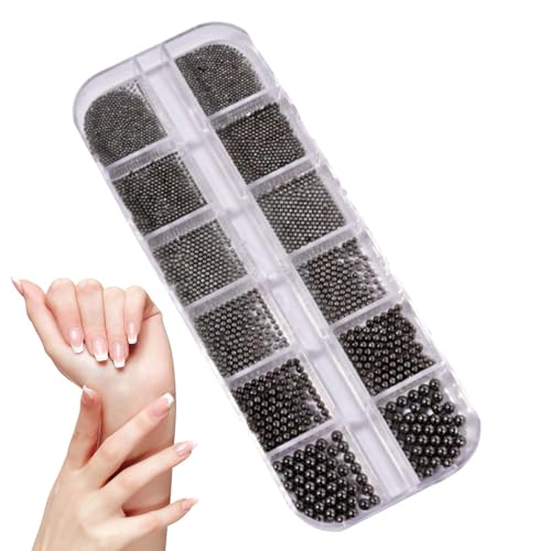 Kleine Perlen für Nägel – Nagelkunst-Dekorationen, 3D-verschiedene Größen, kleine Maniküre, Silber-Gold, Charm, Kaviar-Perlen, Basteln, Dekorationen für Schmuck von Generisch