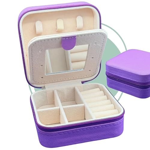 Kleine Schmuckkästen organizer für Frauen | Schmuckkästchen ideal für reise | Reiseetui | Schmuckaufbewahrung | Klein schmuckbox | Kompakte Schmuckschatulle | kleines geschenk für Frauen (Lila) von Generisch