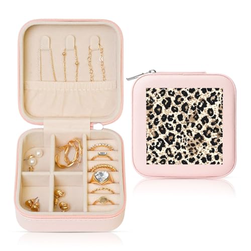 Kleine Schmuckschatulle mit Retro-Giraffen-Druck, Tier-Leopardenhaut, PU-Leder, Reise-Schmuck-Organizer für Frauen und Mädchen, Aufbewahrungsbox für Ringe, Ohrringe, Halsketten, Armbänder Kleine Schmuckschatulle mit Retro-Giraffen-Druck, Tier-Leopardenhaut, PU-Leder, Reise-Schmuck-Organizer für Frauen und Mädchen, Aufbewahrungsbox für Ringe, Ohrringe, Halsketten, Armbänder von Generisch