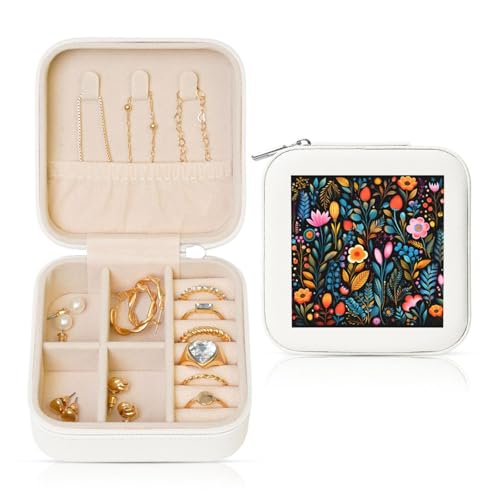 Kleine Schmuckschatulle mit bunten Blumen, Gänseblümchen, PU-Leder, Reise-Schmuck-Organizer für Damen, Mädchen, Aufbewahrungsbox für Ringe, Ohrringe, Halsketten, Armbänder Kleine Schmuckschatulle mit bunten Blumen, Gänseblümchen, PU-Leder, Reise-Schmuck-Organizer für Damen, Mädchen, Aufbewahrungsbox für Ringe, Ohrringe, Halsketten, Armbänder von Generisch