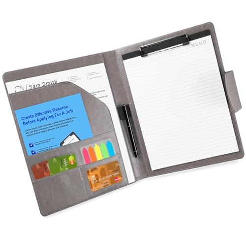Klemmbrett A4, Ordner Klemmbrettmappe mit Magnet-Verschluss Stifthalter Dokumentenfächern, Schreibmappe aus PU-Leder, Klemmbrett Mappe Organizer Büro Mappe für Unternehmen,Grau Klemmbrett A4, Ordner Klemmbrettmappe mit Magnet-Verschluss Stifthalter Dokumentenfächern, Schreibmappe aus PU-Leder, Klemmbrett Mappe Organizer Büro Mappe für Unternehmen,Grau von Generisch